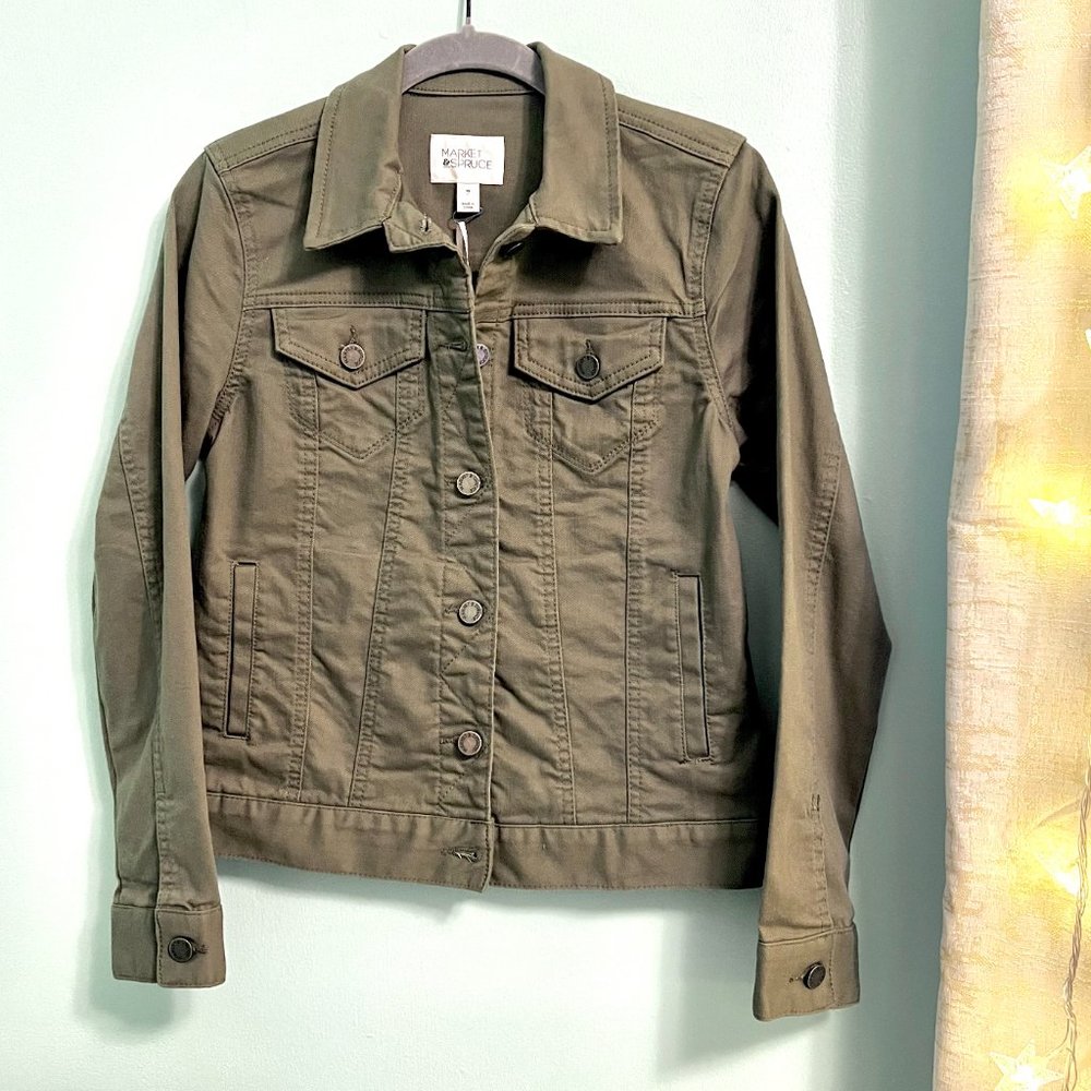 NWT Market & Spruce Olive Denim Jacket